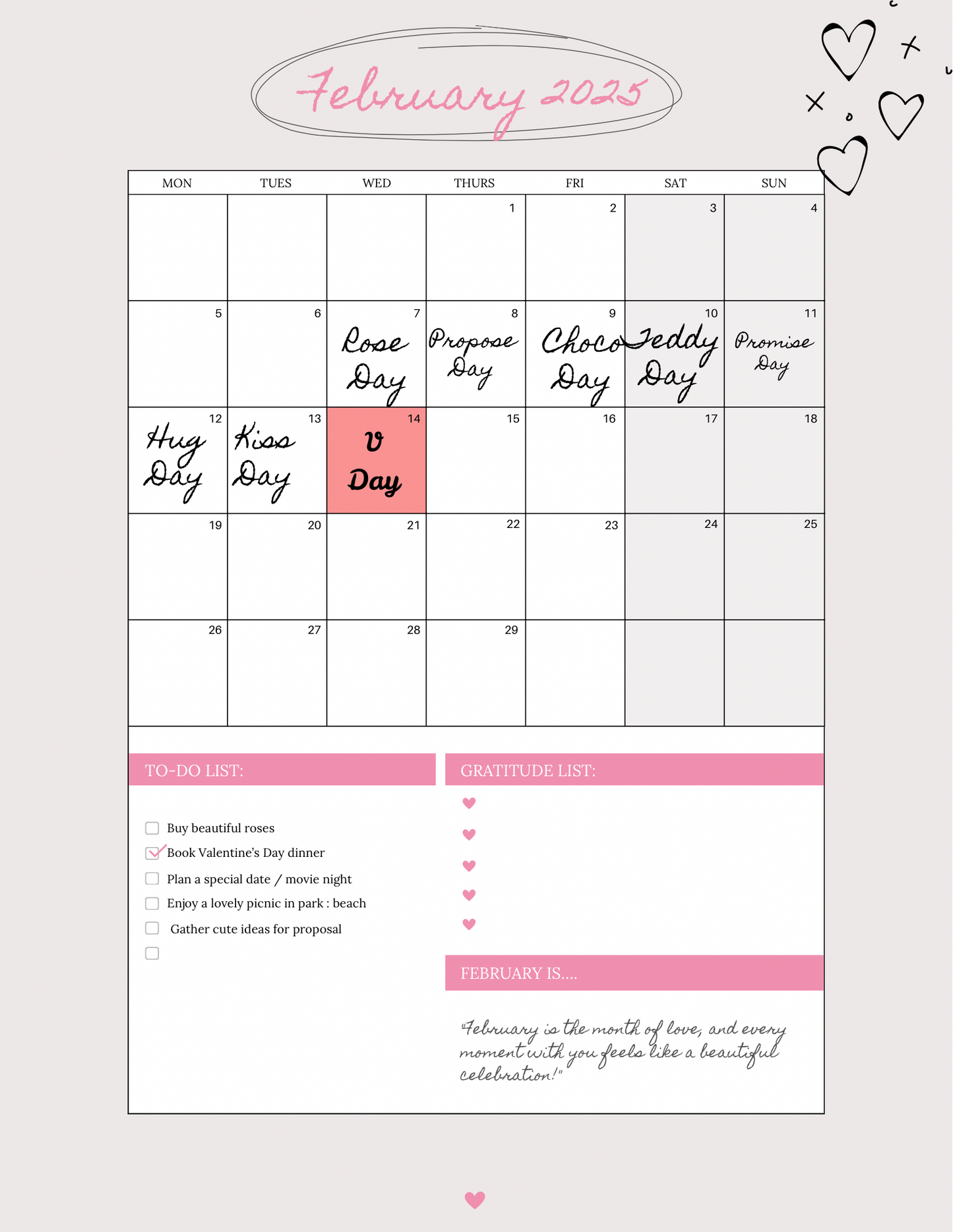 Valentines Planner💗